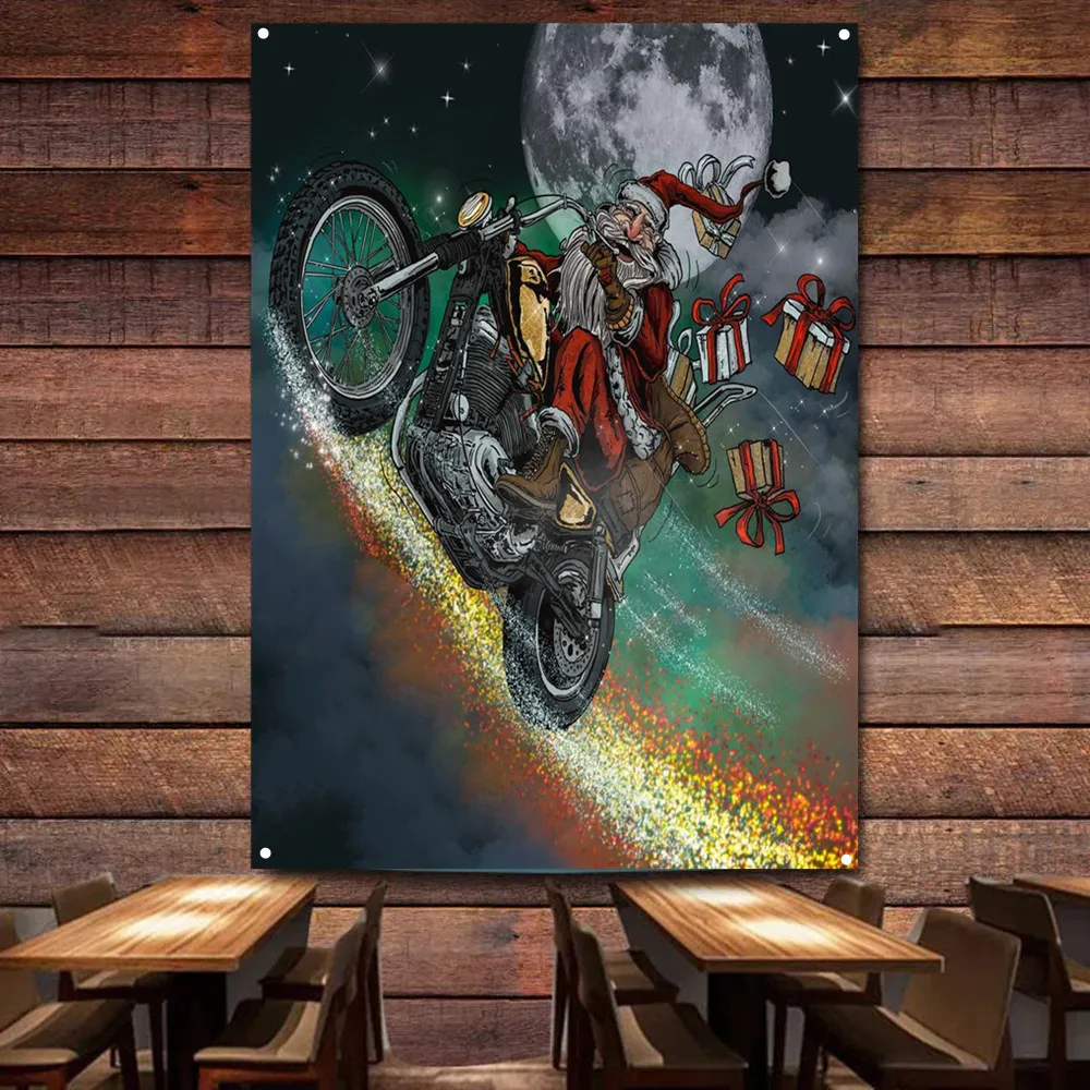 Santa Claus riding a motorcycl – обзор и цена Auto Repair Shop Banners