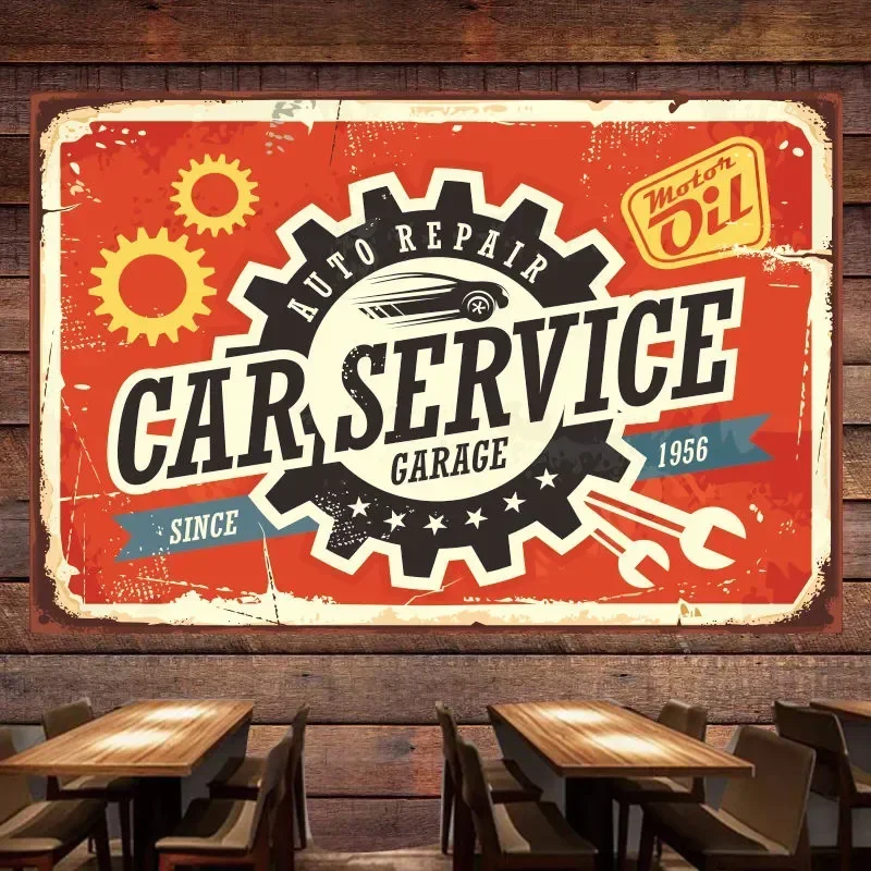 CAR SERVICE Vintage Poster Wal – обзор и цена Auto Repair Shop Banners